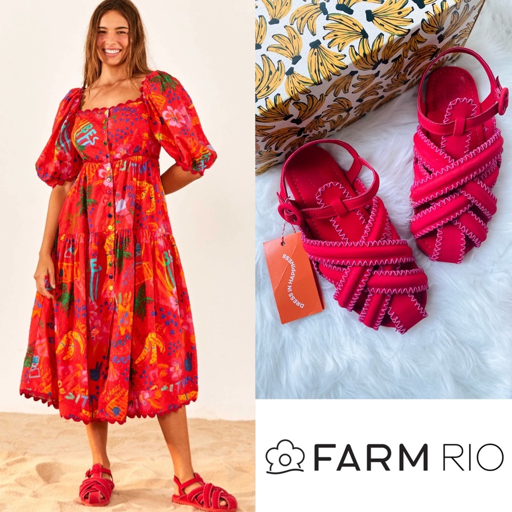 FARM Rio Red Zigzag Sandals - Picture 3 of 12